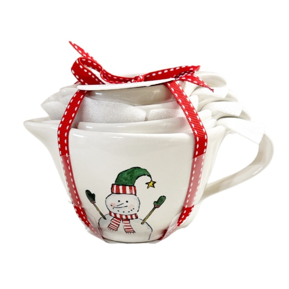 NEW Rae Dunn Christmas SNOWMAN Measuring Cup Set ☃️🎄☃️